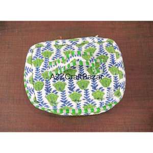 Nueva llegada al por mayor: Set de neceser de algodón puro hecho a mano con estampado de bloques para viaje, bolsa de maquillaje y neceser de tela para coser. - Product Image 5