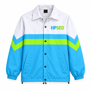 Veste de coach personnalisée à rayures, football, basketball, col rabattu, coupe-vent, polyester, fermeture à pression, logo d'équipe - Product Image 4