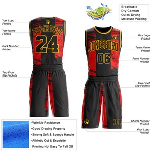 Ensemble d'uniformes de basket-ball couleur personnalisée, 100 % polyester, nouveau design, vêtements de sport imprimés, uniforme de basket-ball unisexe - Product Image 2