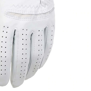 DARIB IMPEX Right Hand White Golf Glove Goatskin Leather Breathable Half Finger Non-<b>Slip</b> Pull Closure Men Embossed Sports - Product Image 2