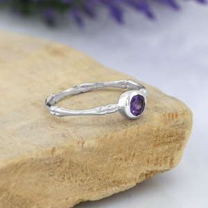 Bague de mariage et de fête en argent sterling 925 plaqué or rose avec améthyste violette, motif floral, bijoux pour femme avec pierre précieuse et pierre de naissance, vente en gros OEM - Product Image 3