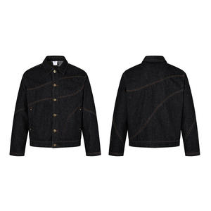 Veste à capuche en denim foncé pour homme, fermeture à boutons, coton lavé, coupe ample, hiver, couleur unie, style décontracté, anti-UV, écologique - Product Image 4