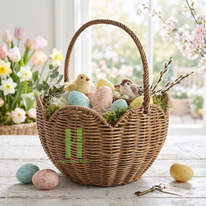 Wholesale Best Price Hand woven Baskets With Handle Customize Sizes Variety Colors For Easter Decorations and Home Decor OEM - Product Image 3