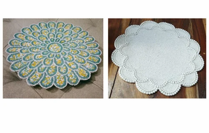 Set de table rond brodé à la main avec perles, motif floral sur fond noir, pour la décoration intérieure et la broderie au point de croix - Product Image 5