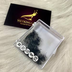 Extensiones de Pestañas de Volumen 3D, Longitud de 7mm-25mm, Curvatura 0.07 C/CC/DD/M/L, Premium, Pre-fabricadas, Pelo Sintético, Hechas a Mano, Color Negro Mate - Product Image 3