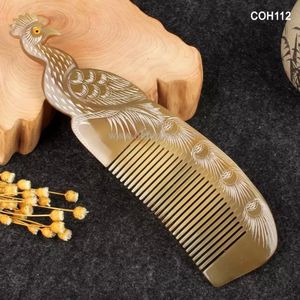 Peigne en corne de buffle sculpté, peigne à cheveux en forme d'animal, poli, portable, artisanat naturel - Product Image 5