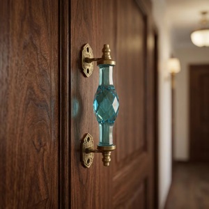 Crystal Modern Bathroom Cabinet <b>Pull</b> Handle Turquoise Faceted <b>Bar</b> Shape Brass Mounting Drawer Furniture Hardware - Product Image 4