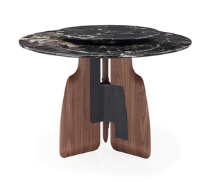 ชุดโต๊ะรับประทานอาหารหินอ่อนสีดำทรงรีทันสมัยพร้อมฐานโลหะแกะสลักสำหรับเฟอร์นิเจอร์บ้านหรูและโรงแรม - Product Image 3