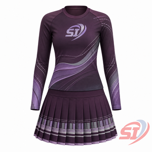 Uniforme de cheerleading personnalisé pour femmes, manches longues, jupe plissée, rayures noires cuivrées, vêtements d'équipe, vente en gros, usine - Product Image 1