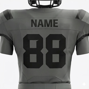 Uniforme de football américain pour hommes, gris, manches courtes, col en V, polyester respirant, toutes saisons, nom de l'équipe imprimé sur le devant - Product Image 6