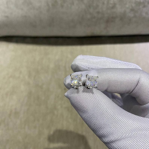 Boucles d'oreilles de luxe en moissanite taille princesse, en argent 925, serties de diamants, carrées, élégantes, bijoux fins, cadeau pour femmes et hommes - Product Image 1
