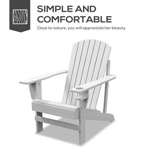 Sedia Adirondack Bianca da Giardino/Patio/Prato con Portabicchieri - Product Image 4