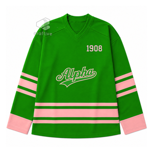 Maillot de hockey sur glace Alpha Kapa Alpha Sorority Vert Rose en maille polyester anti-humidité pour performance sportive d'équipe - Product Image 1