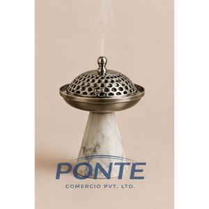 Brûleur d'encens en marbre naturel de qualité supérieure avec couvercle en métal antique, écologique, élégant, porte-bakhoor, diffuseur d'arômes, décoration d'intérieur - Product Image 5