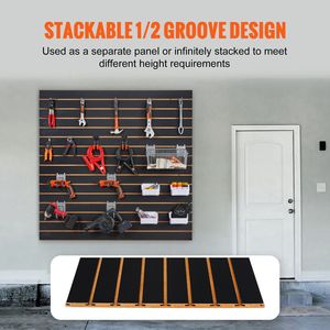 Pannelli Slatwall Neri Resistenti 120x60 cm per Garage, Set da 2 Organizzatori da Parete 60x120 cm - Product Image 2