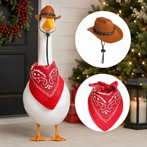 Western Porch Outfit Cowboy Hat <b>Bandana</b> <b>White</b> Goose Decor Set - Product Image 2