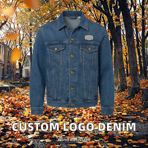 Veste en jean légère pour femme avec logo personnalisé, col rabattu à bouton unique, motif uni, tissée respirante pour l'automne - Product Image 2