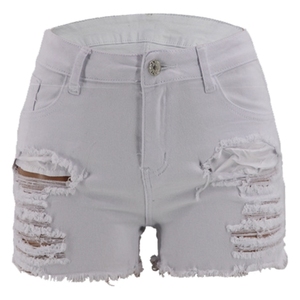 Saleh Enterprises Women Vintage <b>Stretch</b> <b>Denim</b> Shorts High Waist Distressed Ripped Belt Button Casual Summer Beach Wear Bulk Sale - Product Image 5