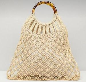 Crochet Hollow Beach Tote <b>Bag</b> Woven <b>Straw</b> Open Top Casual Travel Shoulder <b>Bag</b> Cotton Single Strap Halloween for Women Made - Product Image 3