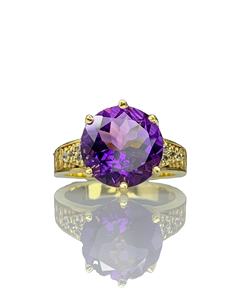 Anillo Solitario Delicado de Amatista Natural con Certificado IGI, Piedra de Nacimiento de Febrero, Plata de Ley 925, Excelente Regalo de Cumpleaños para Fiesta - Product Image 1