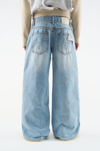 Mid Waist Wide Leg Baggy Stonewashed Denim <b>Jeans</b> Cotton Loose Fit Casual Men's Pants Summer Eco-Friendly Breathable Solid Color - Product Image 3