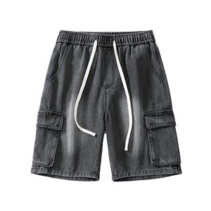 Pantalones Cortos Cargo para Hombre, Color Sólido, Cintura con Cordón, Algodón, Estilo Casual, con Bolsillos, Diseño Transpirable - Product Image 1