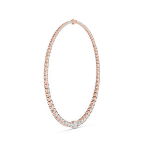 สร้อยคอทองคำ 14K สีโรสโกลด์ ประดับเพชรทรงรี/ทรงกลม เพาะเลี้ยงในห้องปฏิบัติการ สำหรับผู้หญิง สวมใส่ได้ทุกวัน |   เพชรที่เพิ่งเพาะเลี้ยง - Product Image 4