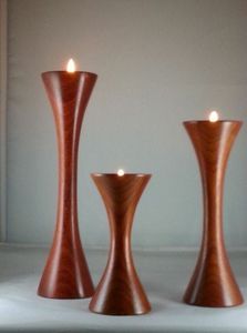 Set of two new wood crafted indian artisans candle <b>holder</b> <b>tealight</b> stand handcrafted - wholesale - home decor - Product Image 2