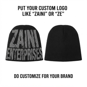 ZAINI Premium 200 GSM Bonnet en tricot côtelé 100% acrylique doux Rose poudré à revers Unisexe Hiver Décontracté Quotidien - Product Image 1