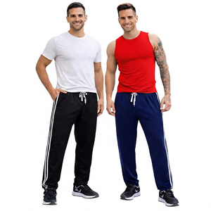 Pantalon de survêtement décontracté pour homme, couleur unie, avec cordon de serrage, poches latérales, respirant, mélange polyester-coton, longueur intégrale - Product Image 3