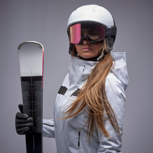 Veste de ski blanche à capuche pour filles, imperméable 10000 mm, en polyester, fermeture éclair, style sportif, vêtements d'extérieur, rembourrage en coton PP synthétique - Product Image 6