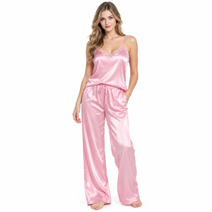 <b>Silk</b> <b>Trousers</b> <b>Women's</b> Soft Breathable Drawstring Waist Lounge Wear Pajama Pants Summer Style Night Wear Satin <b>Trousers</b> - Product Image 2