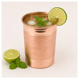 Pure <b>Copper</b> Water Glass Tumbler Eco-Friendly Metal Drinkware with Polished Hammered Design for Home and Office Use - Product Image 6