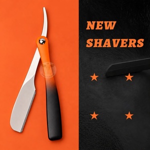 Wholesale Orange Men's Stainless Steel Folding Handle Straight Razor <b>Barber's</b> <b>Blade</b> for Shaving and Beard Cutting - Product Image 2