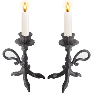 Portavelas con forma de calavera antigua – Centro de mesa decorativo para Halloween para un estilo temático - Product Image 2