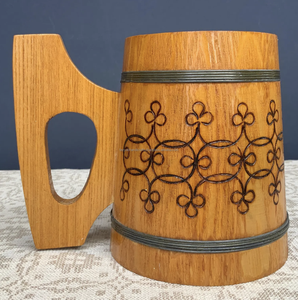 Chopes à bière rustiques en bois écologiques faites à la main, 600 ml, style américain, rentrée scolaire, lot de 2 - Product Image 1