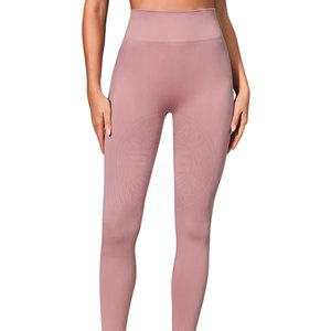 Leggings de yoga taille haute pour femme, longueur cheville, en maille Spandex/Nylon, respirants et à séchage rapide, Orange Bleu, logo sur la jambe gauche - Product Image 3