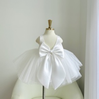 Robe de princesse pour filles 77, corsage en satin, encolure perlée, jupe en tulle, grand nœud, robe de demoiselle d'honneur, fabricant OEM, vente en gros
