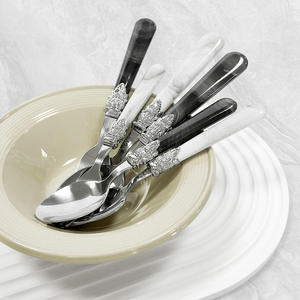 High Quality 5 Piece Stainless Steel Cutlery Set <b>Acrylic</b> Handle Spoon Fork Knife Luxury Wedding Flatware - Product Image 2