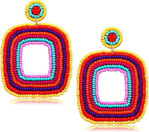 Boucles d'oreilles clous multicolores faites à la main, élégantes, style tribal, pour femme, idéales pour les fêtes, festivals et mariages - Product Image 6