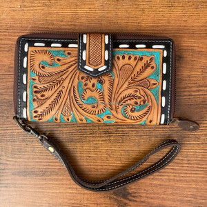 กระเป๋าสตางค์หนังสไตล์ตะวันตกรุ่นใหม่สำหรับผู้หญิงกระเป๋าคลัทช์งานแกะสลักด้วยมือ - Product Image 4