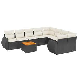 Ensemble de canapés de jardin noir et crème avec rotin PE résistant aux UV, mobilier d'extérieur au design contemporain, coussins imperméables - Product Image 4