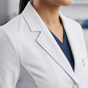 Blouse de laboratoire médicale pour femme, longue, en polyester et élasthanne – Uniforme pour médecin, infirmière, hôpital, tenue de travail coupe classique - Product Image 4