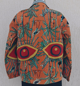 Handmade Woven Breathable Cotton Suzani <b>Kantha</b> Boho Floral Women's Embroidery Eye Print Medium Weight Rajasthan <b>Jacket</b> - Product Image 4