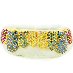 Grillz dentaire en or plaqué or 18 carats, micro-pavé de moissanite, style hip-hop, bijoux de corps unisexe pour soirée - Product Image 2