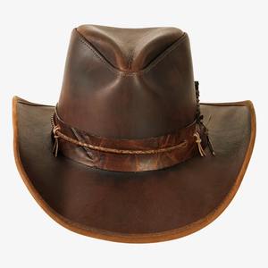 Chapeau de cowboy en cuir véritable pour homme, style vintage western ranch à large bord, directement de l'usine, faible MOQ, fournisseur en gros - Product Image 3