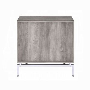 Comodino bianco e rovere grigio stagionato con 1 cassetto con scaffale aperto - Product Image 6