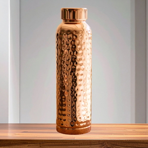 Top Selling Ayurveda 100% Pure Hammered Copper Water <b>Bottle</b> Handmade Texture Gold Color <b>750ml</b> Leakproof Push-Pull Lid - Product Image 1