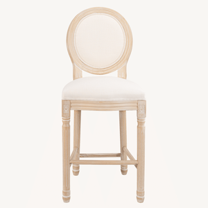 Set di 2 Sgabelli da Bar in Stile Country Francese in Legno con Seduta Imbottita Beige - Product Image 2