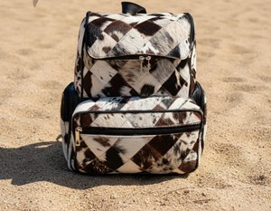 Cowhide Leather Hair On Backpack Women Fashion Travel Bag Vintage Laptop Rucksack Handmade Durable LHBP-0003 - Product Image 1